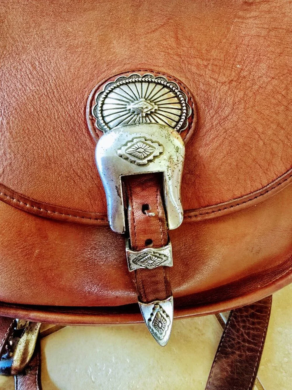 Brighton vintage leather purse with spectacular silver conchos